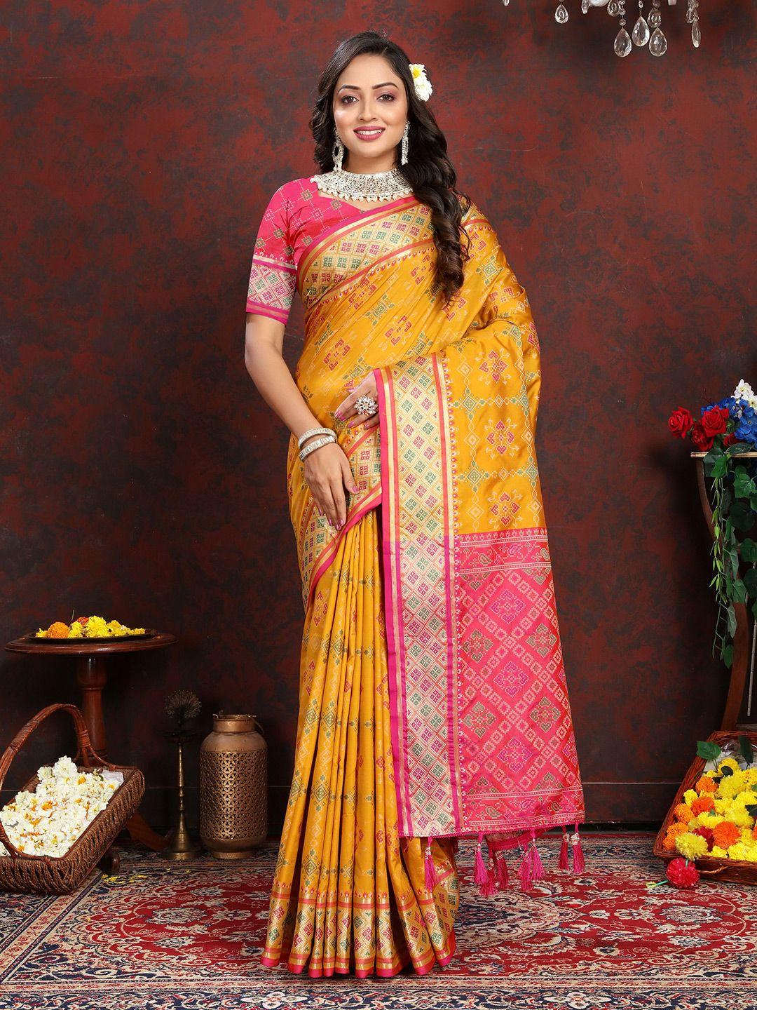 v3 fashion studio woven design zari pure silk patola saree