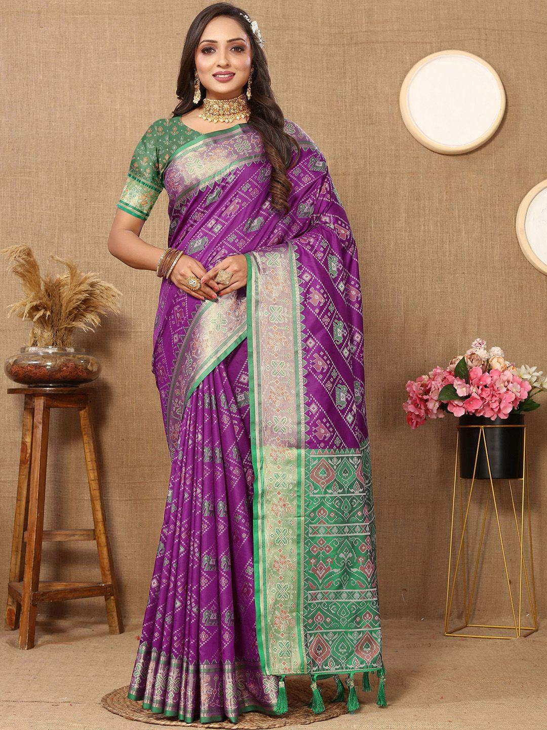 v3 fashion studio ethnic motifs zari pure silk patola saree