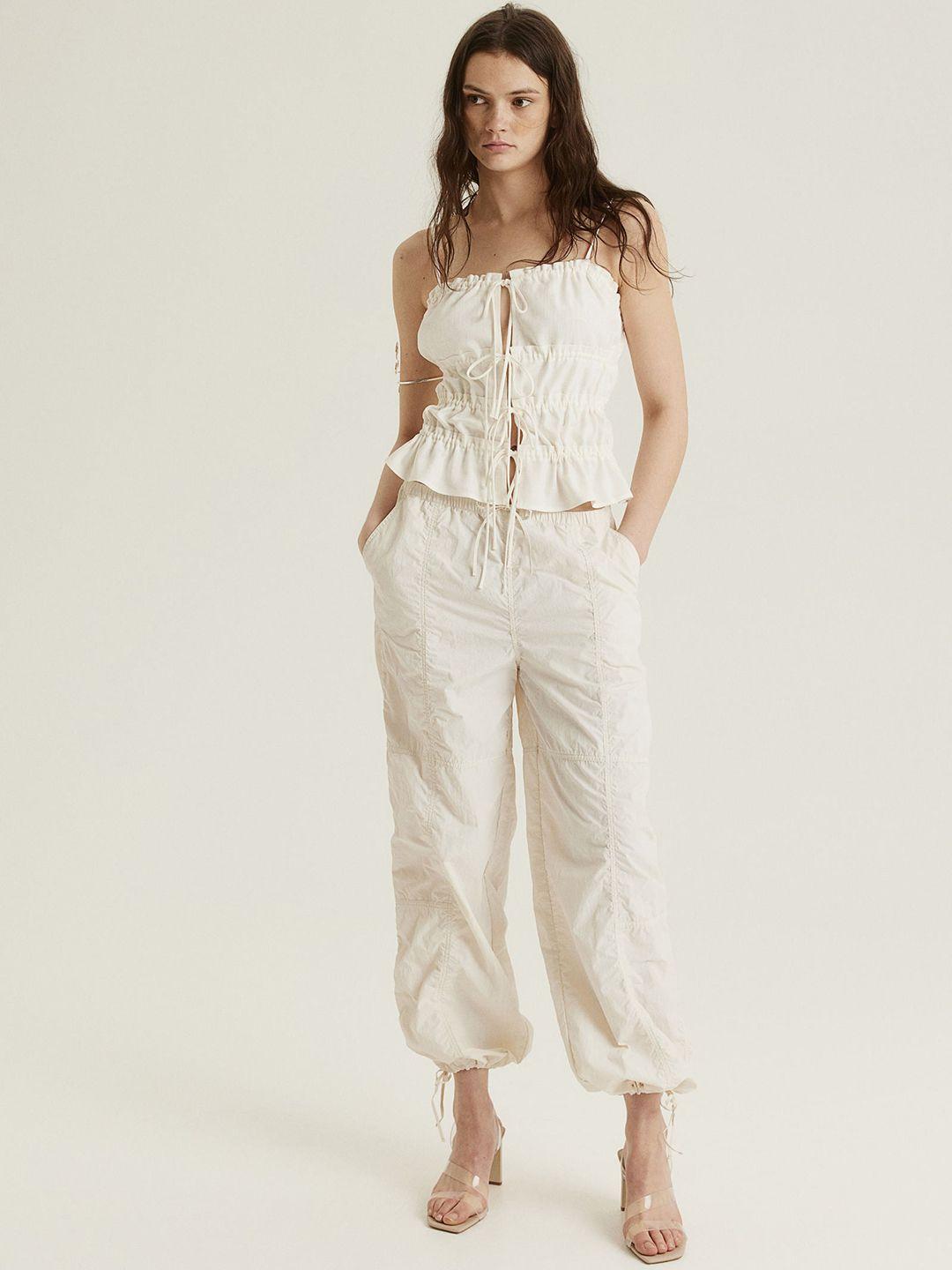 h&m women nylon parachute trousers