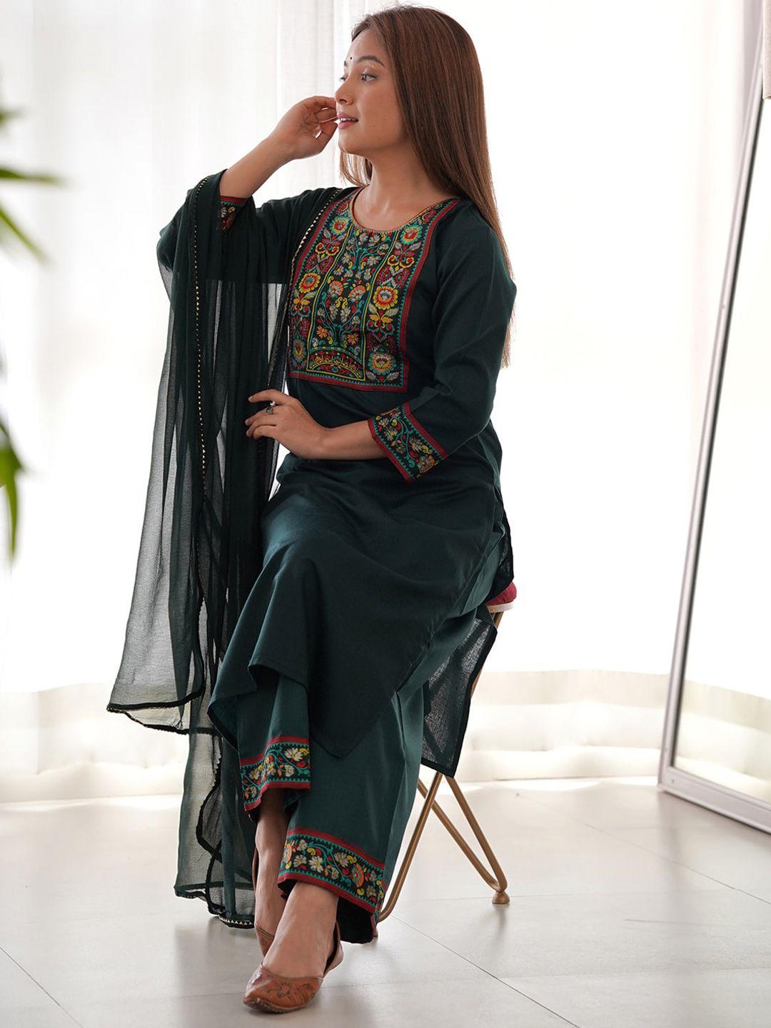 indo era ethnic motifs yoke design straight kurta with palazzos & dupatta