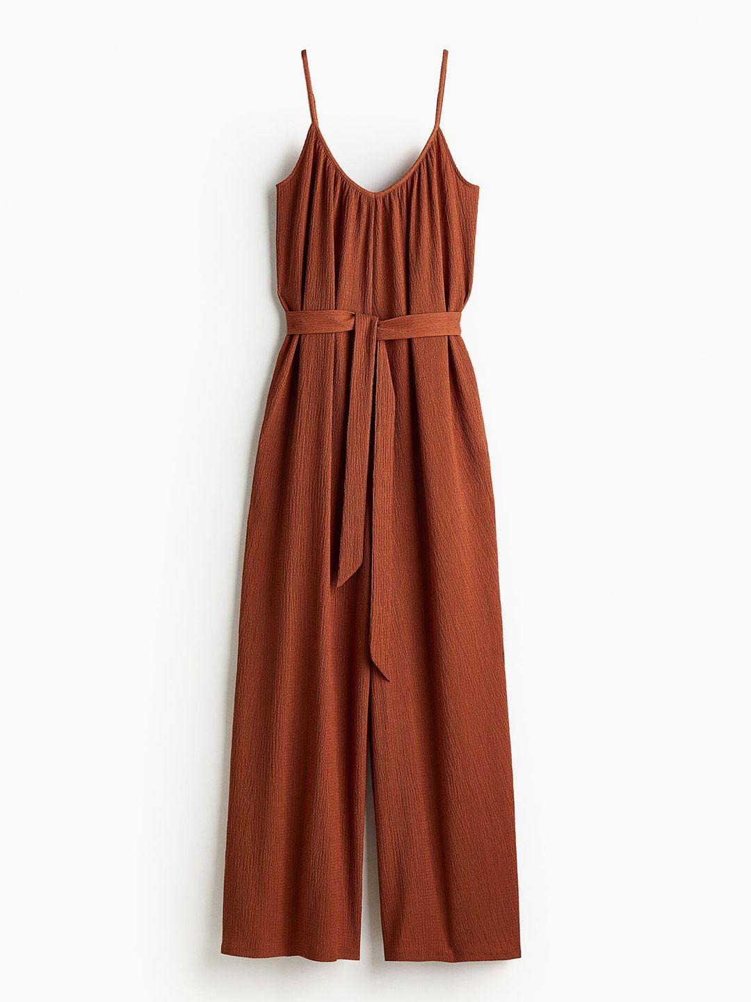 h&m tie-belt jersey jumpsuit