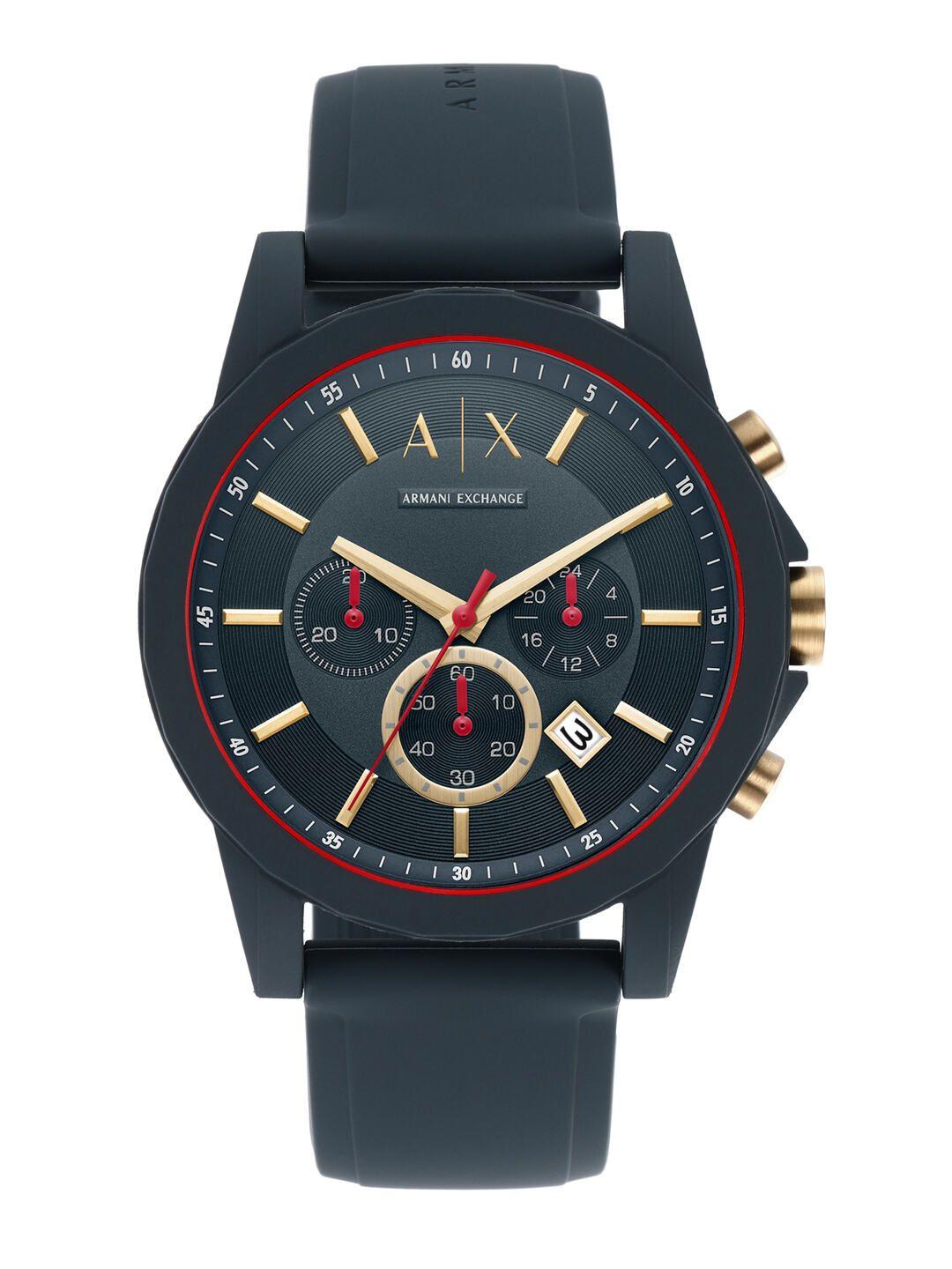 armani exchange men navy blue analogue watch