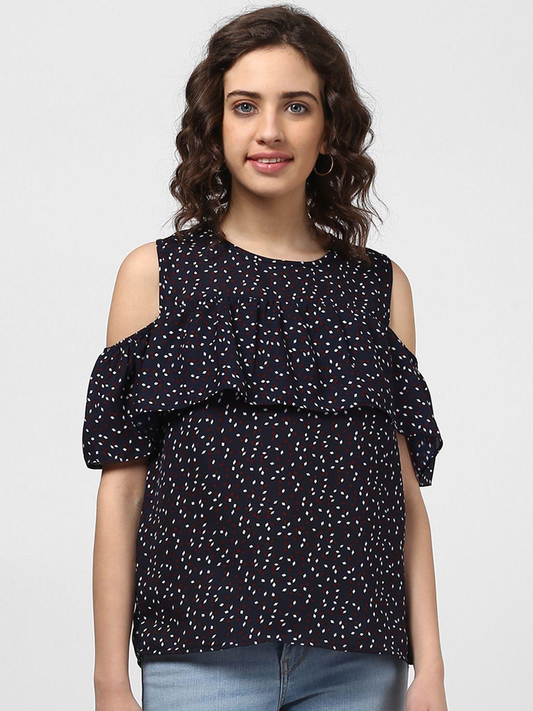 harpa women navy blue printed a-line top