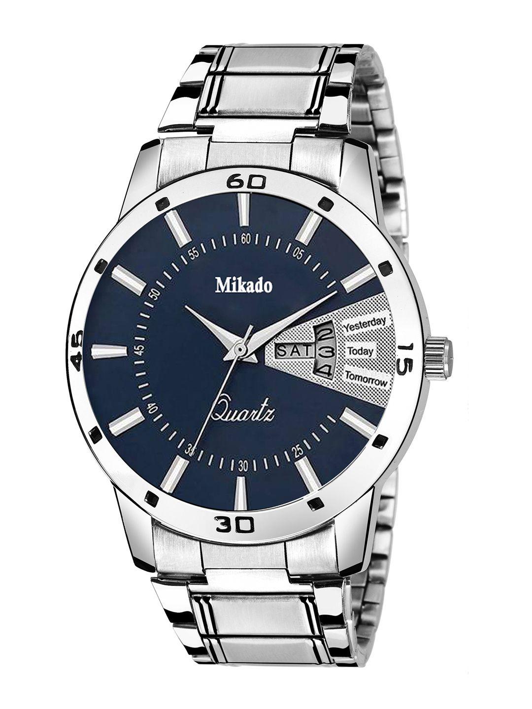 mikado men silver-toned analogue watch 7056