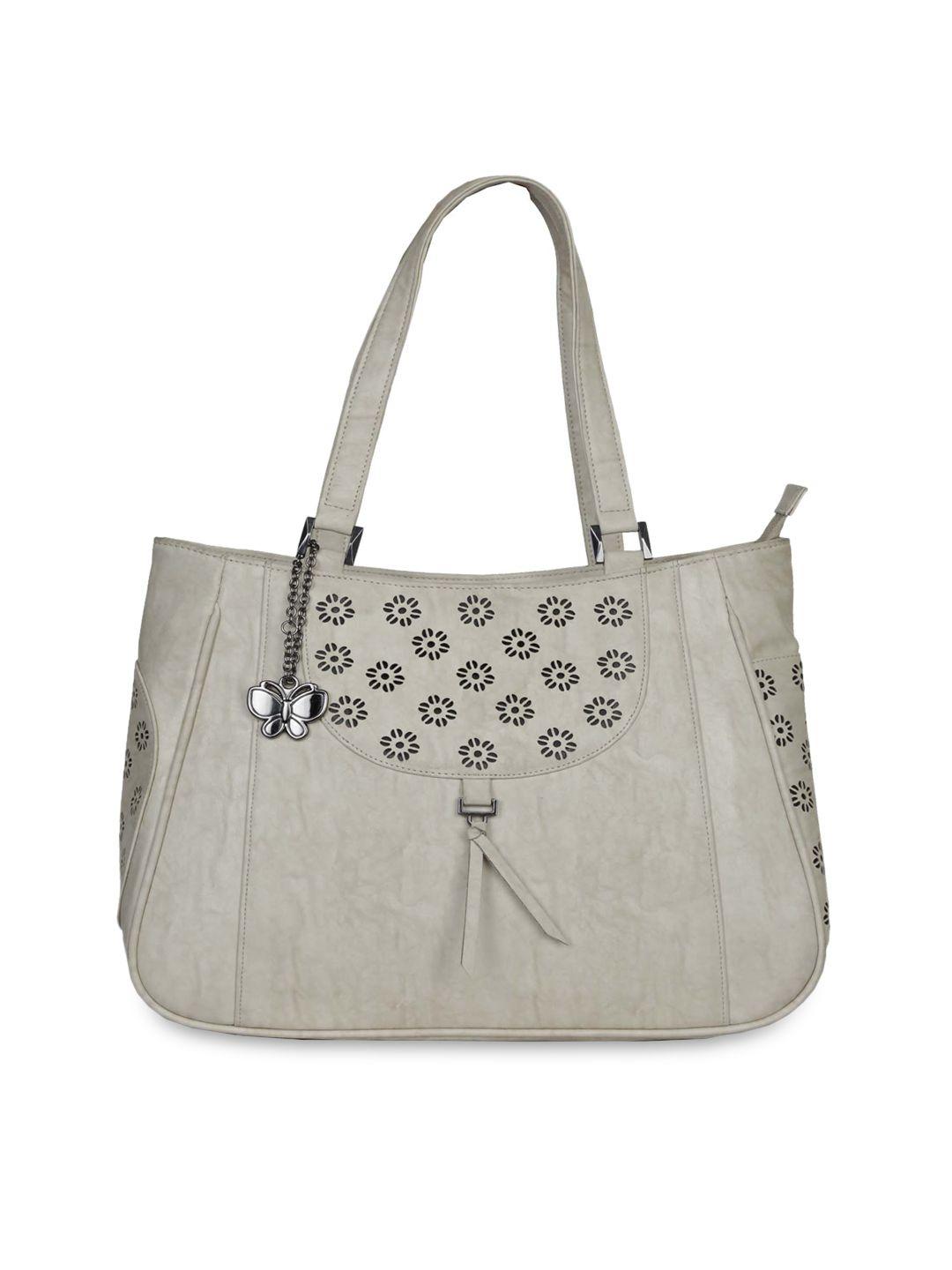 butterflies cream-coloured solid handheld bag