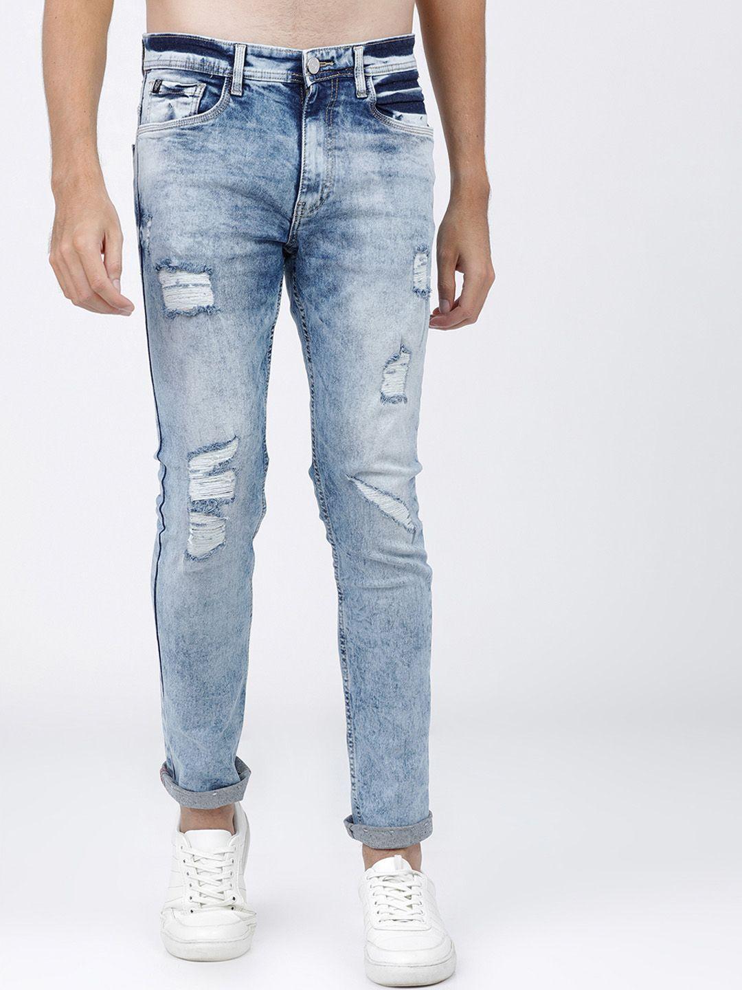 locomotive men blue slim fit mid-rise mildly distressed stretchable jeans