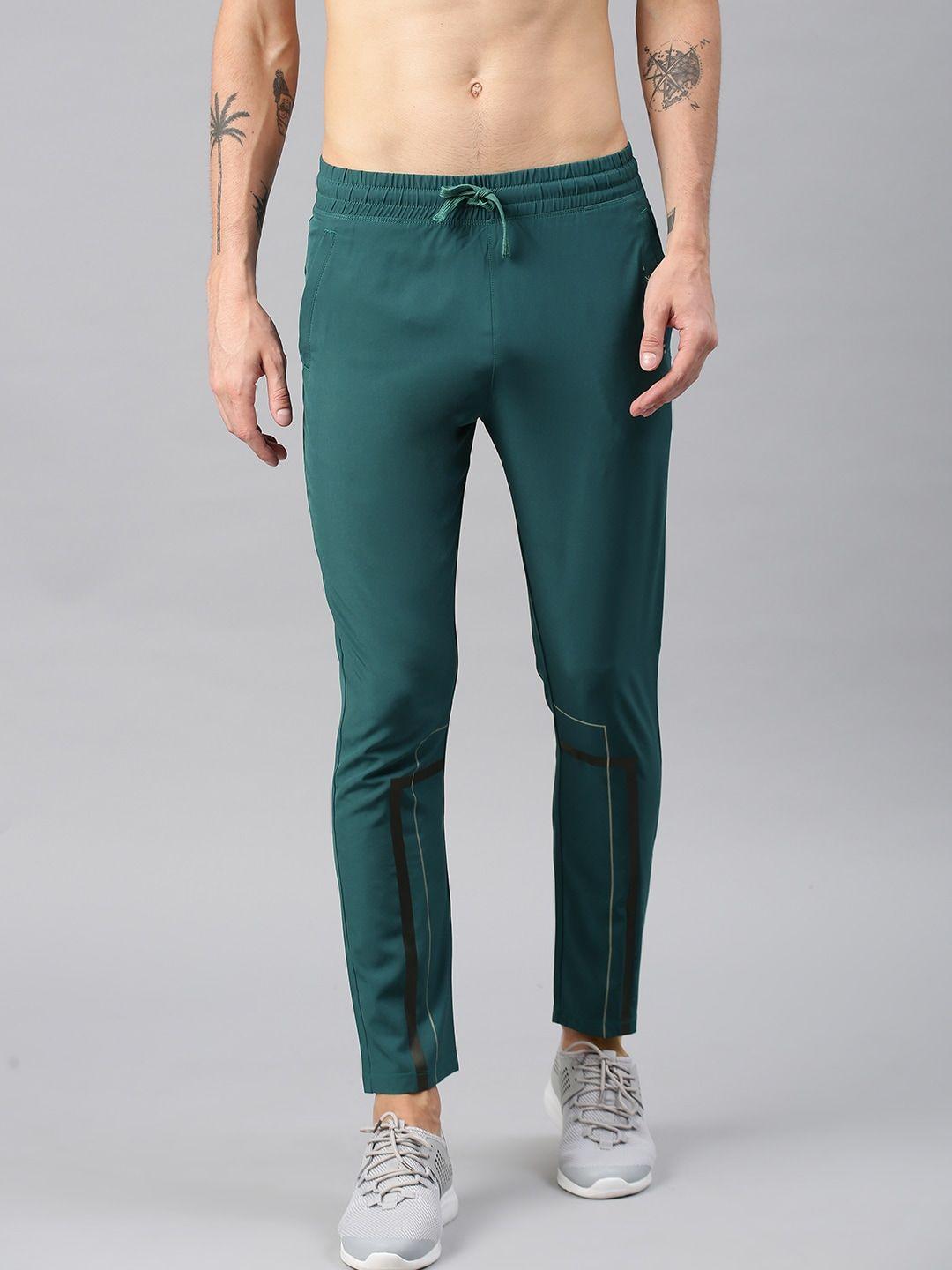 hrx by hrithik roshan active men teal green solid rapid-dry track pants