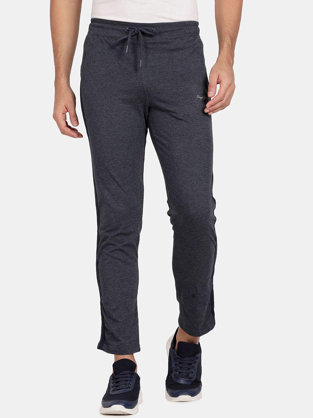 pepe jeans men navy blue regular fit solid track pants