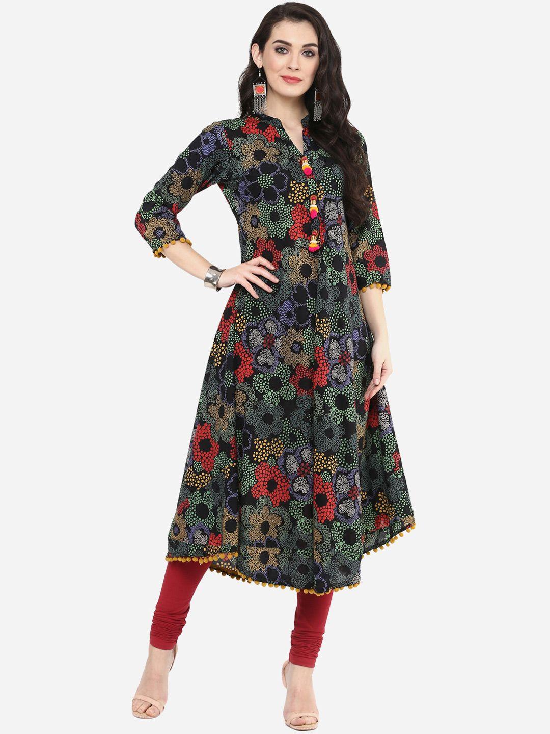 yash gallery women multicoloured floral printed a-line kurta