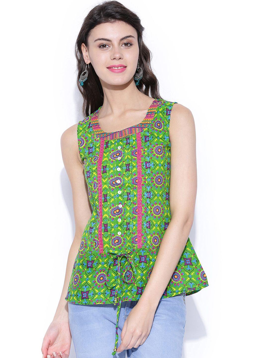 vishudh green printed top