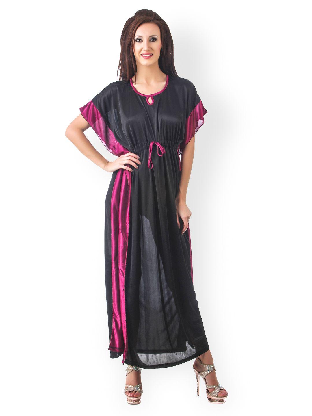 fasense purple & black kaftan nightdress