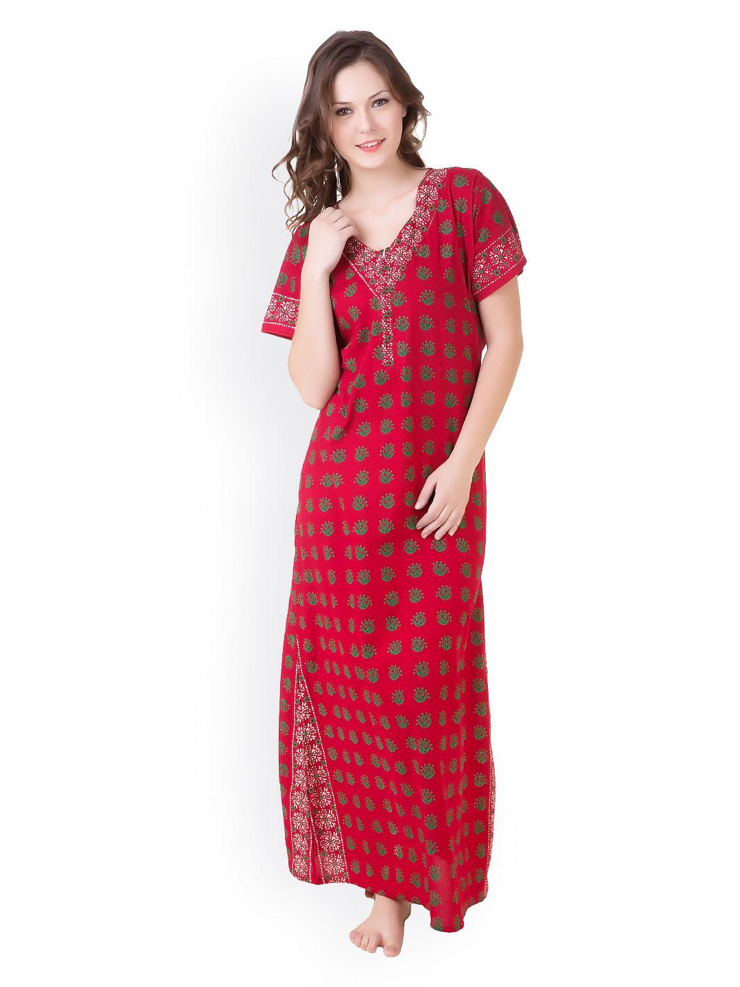 masha red printed maxi nightdress nt49-169