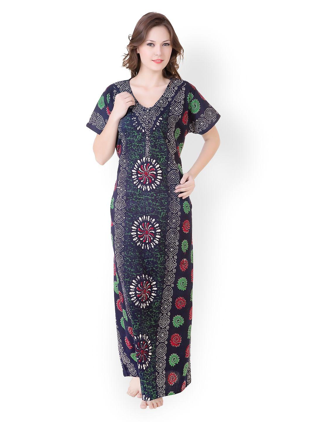 masha navy printed maxi nightdress nt54-185