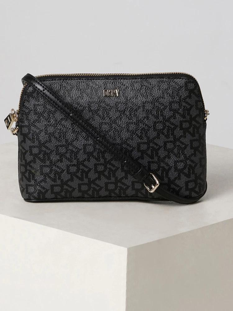 black t&c coated logo crossbody bag