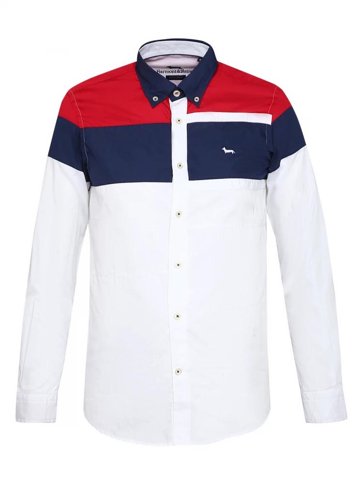 white colourblocked collar shirt