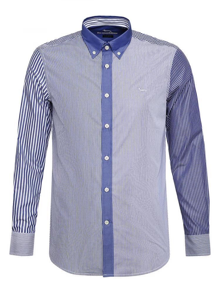 blue striped collar shirt