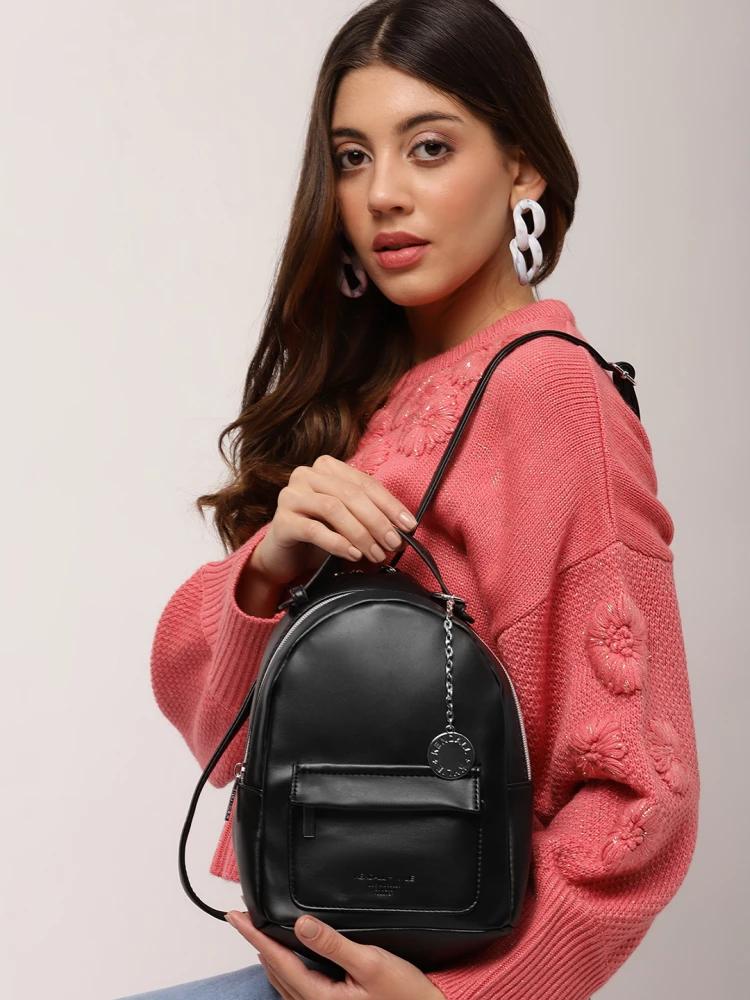 black women solid backpack