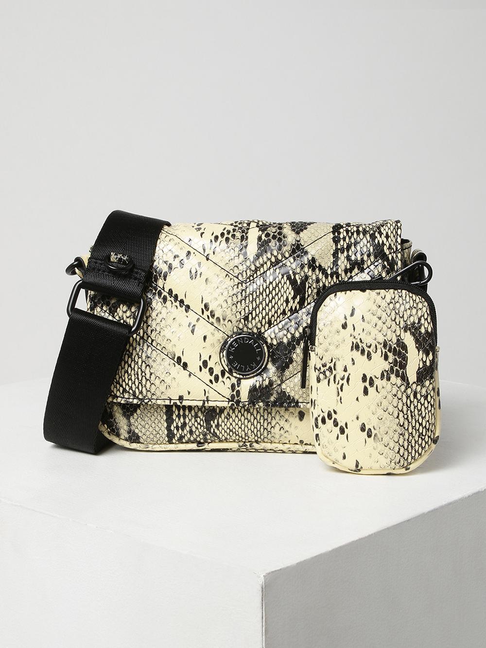 kendall & kylie womens yellow printed crossbody