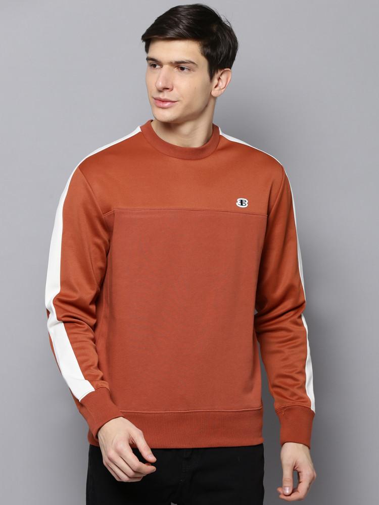 orange solid crew neck sweatshirt