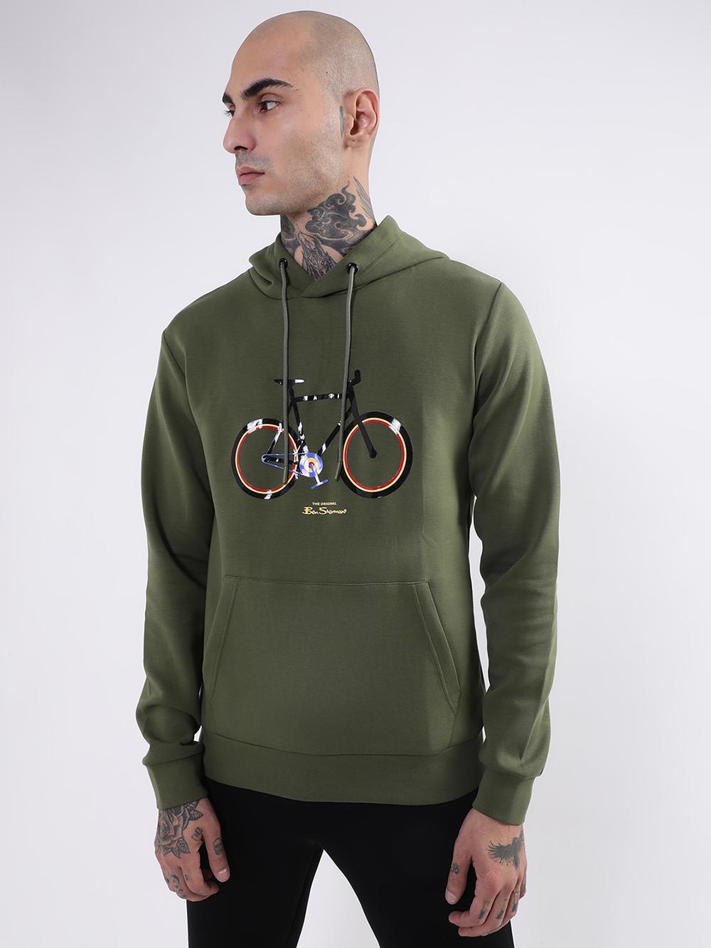 olive dyed hooded sweatshirt