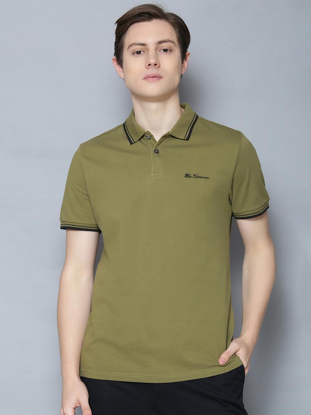 olive solid polo t-shirt