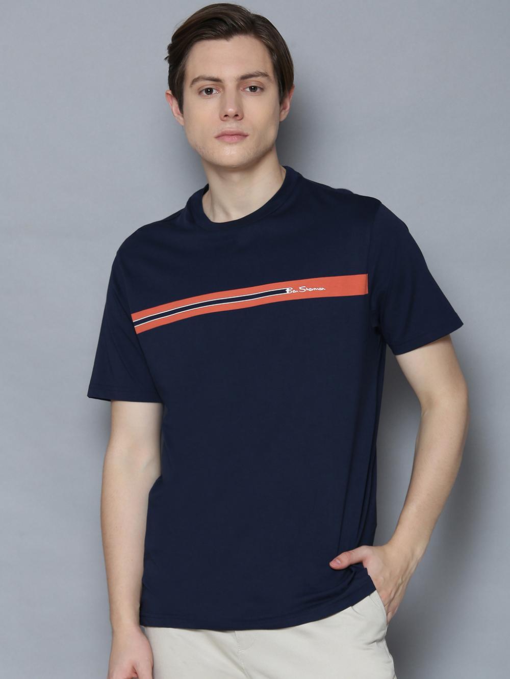 dark navy solid round neck t-shirt