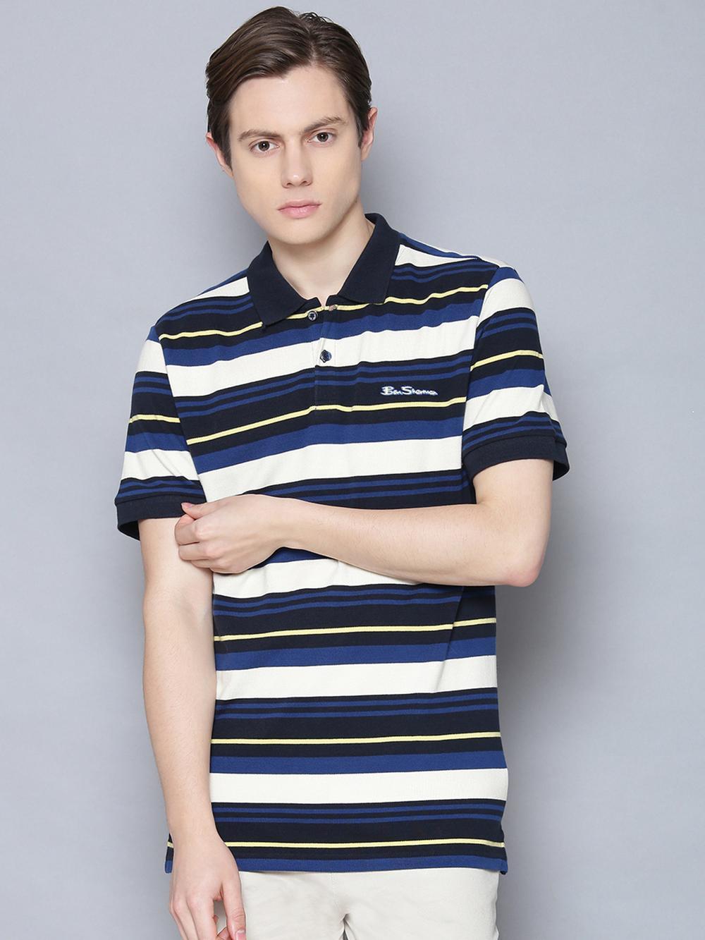 dark navy striped polo t-shirt