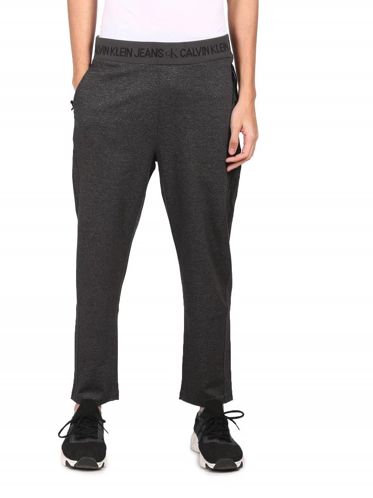 black solid slim fit track pants