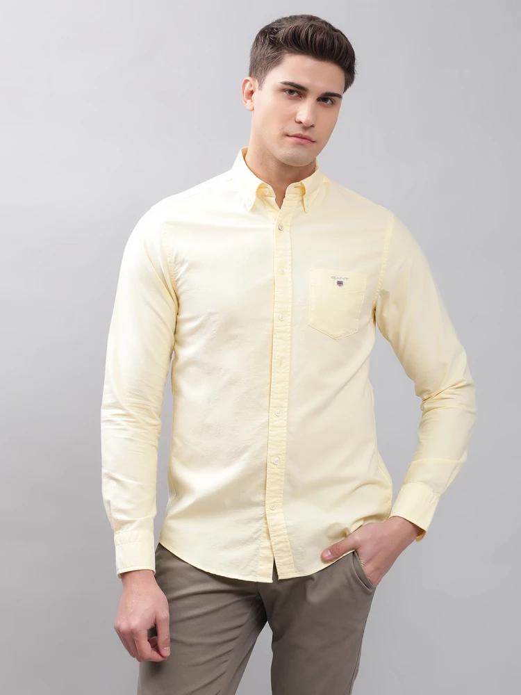 yellow solid collar shirt