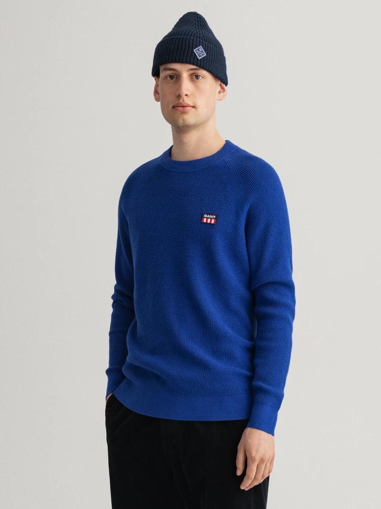 blue solid regular fit sweater