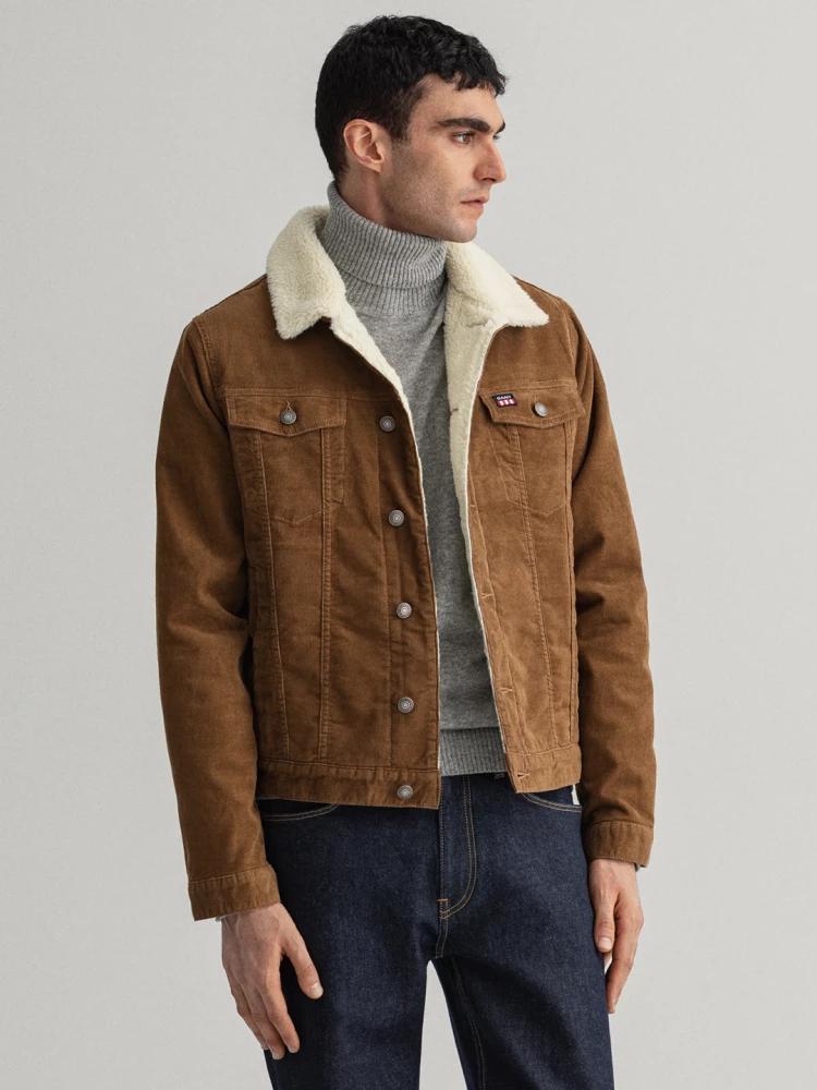 brown solid regular fit jacket