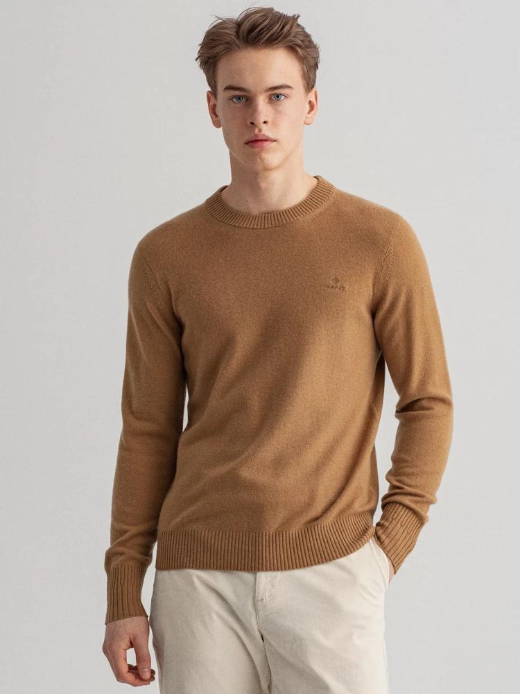 khaki solid regular fit sweater