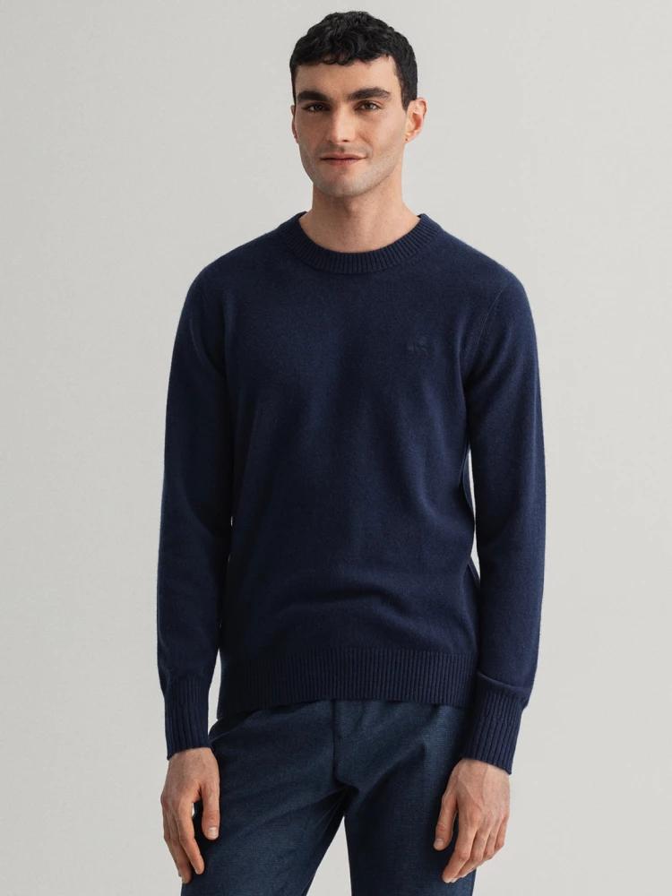 blue solid regular fit sweater