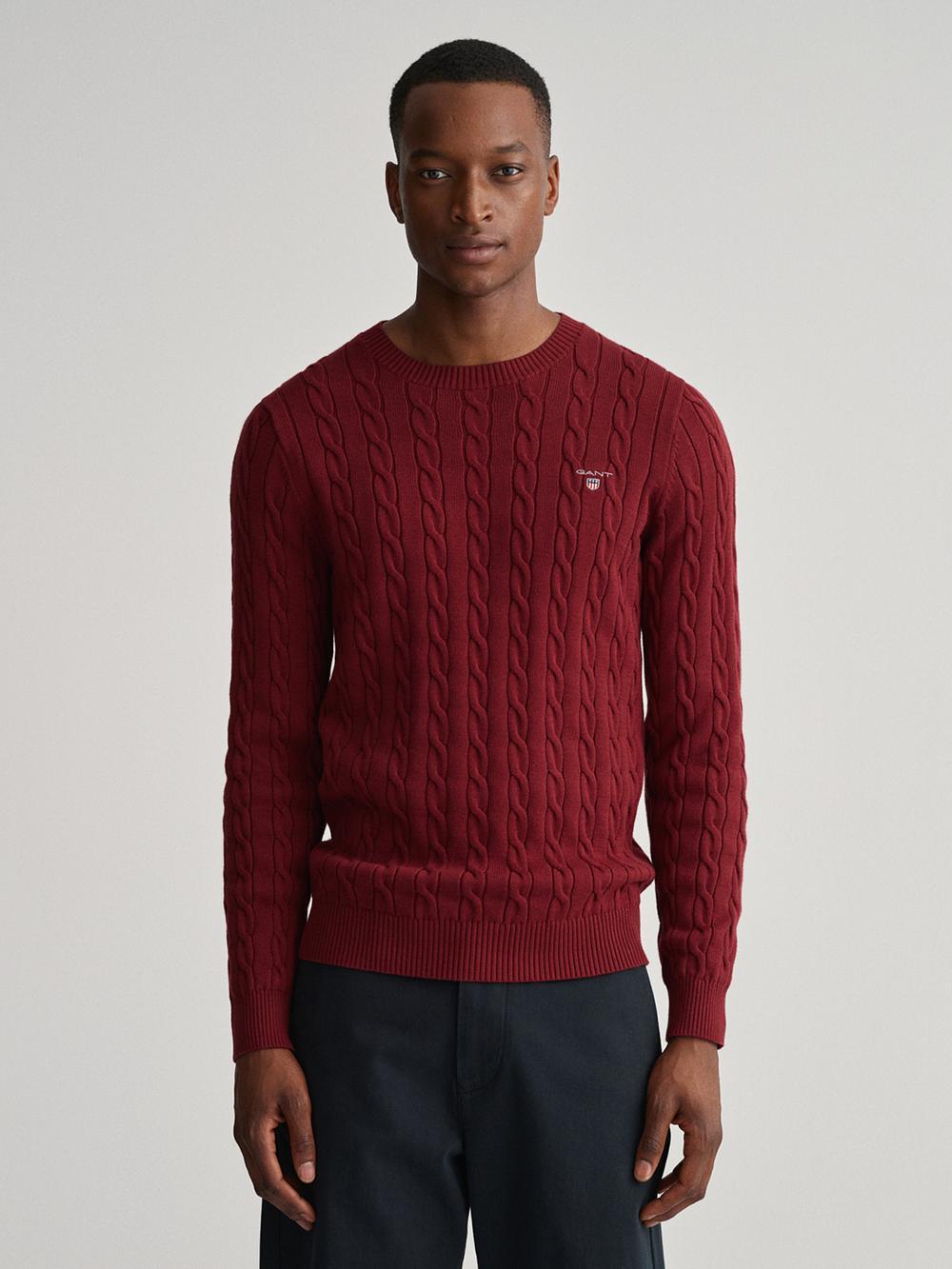 red solid crew neck sweater