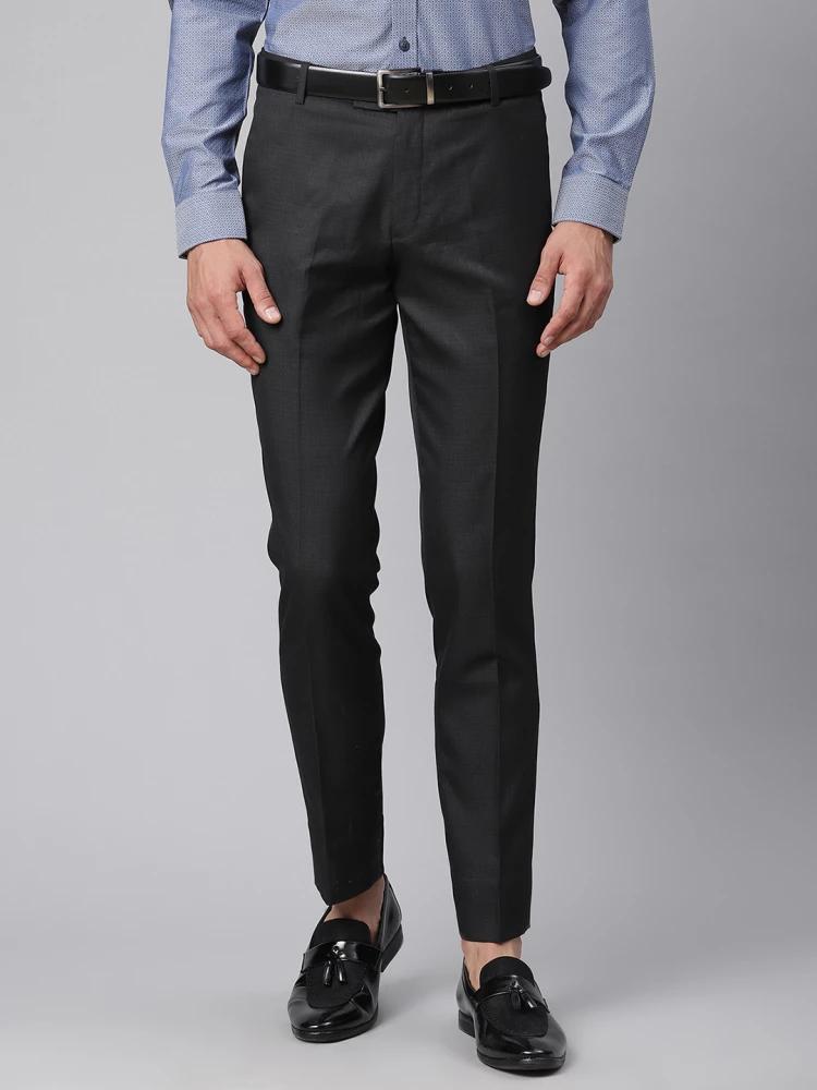 grey solid slim fit trouser