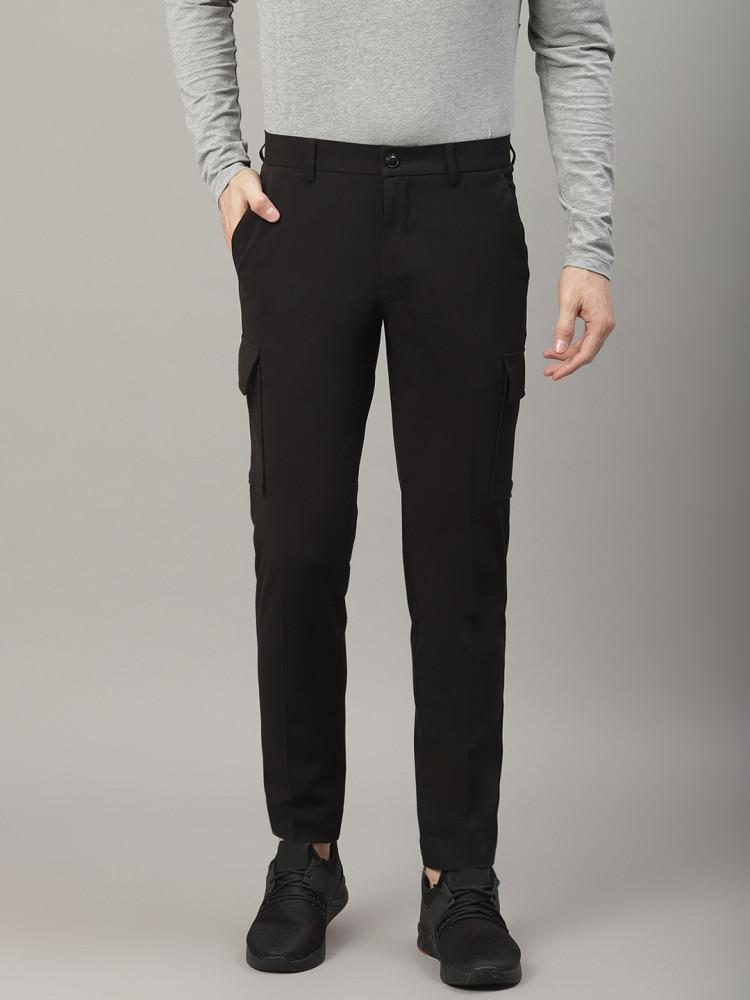 black solid slim fit trouser