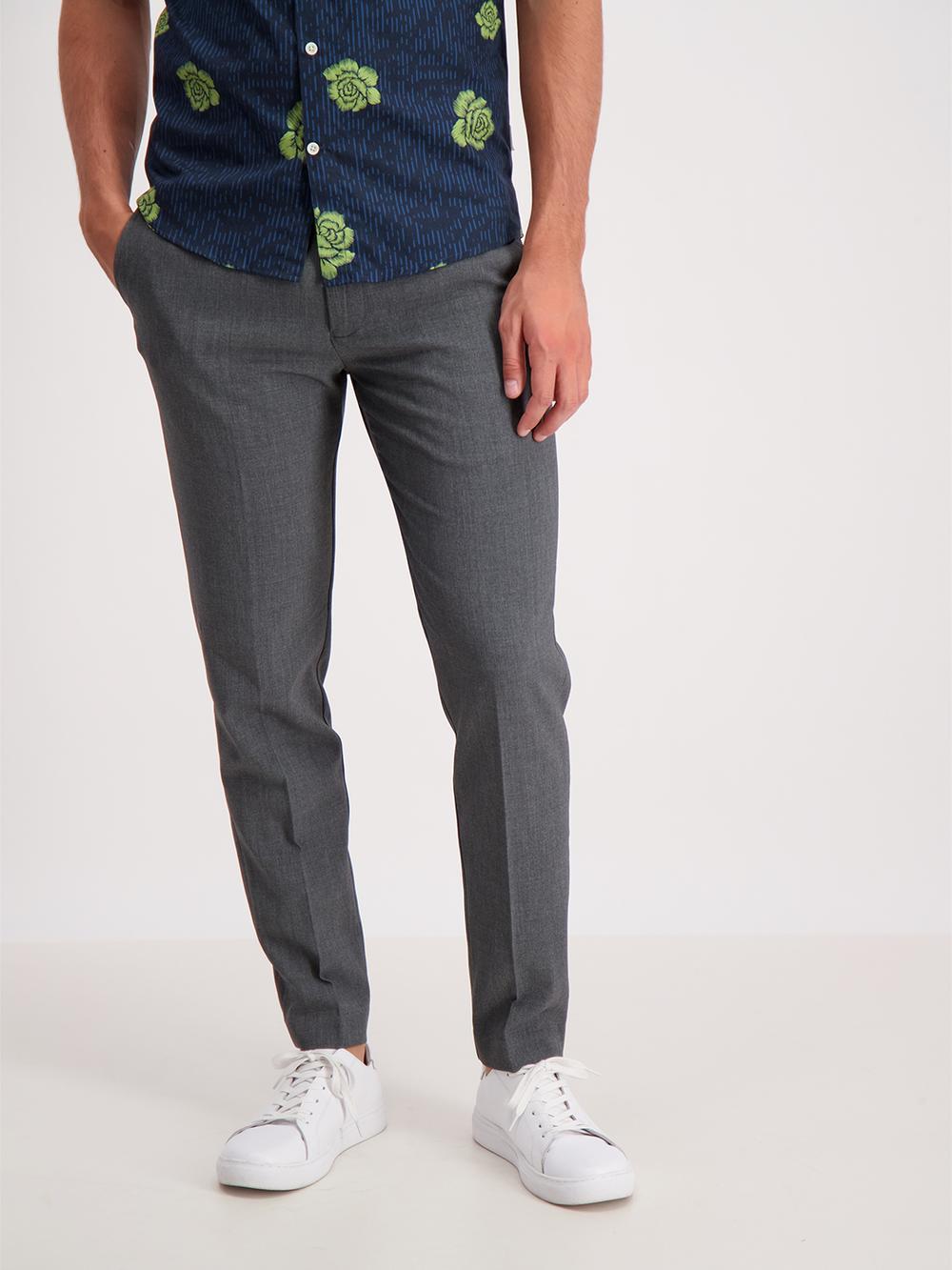 grey solid slim fit trouser