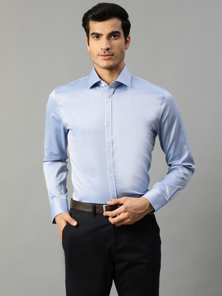 blue solid collar shirt