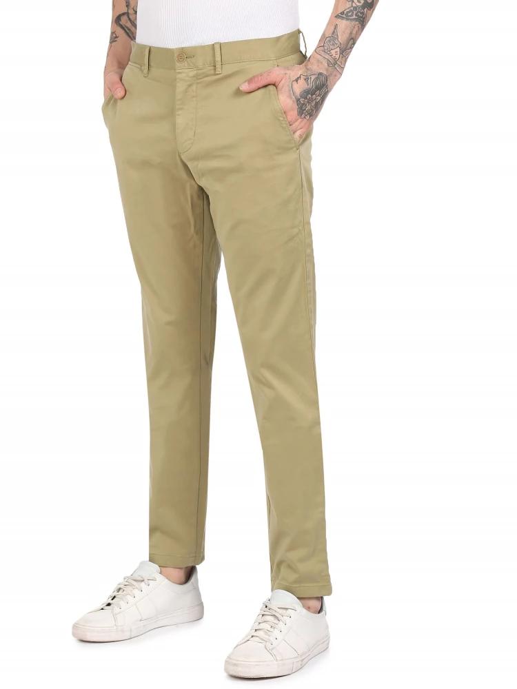 brown solid regular fit trouser