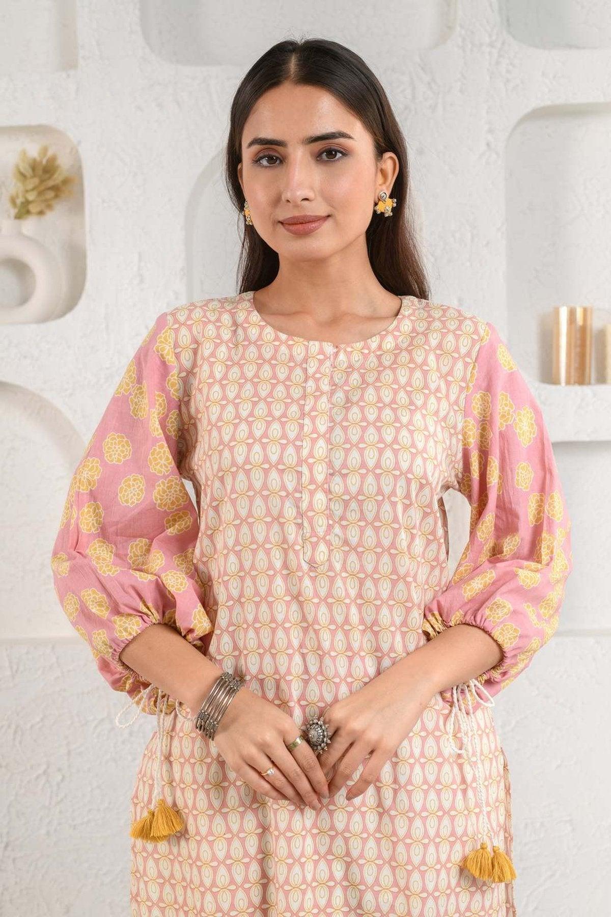 peach boho kurta