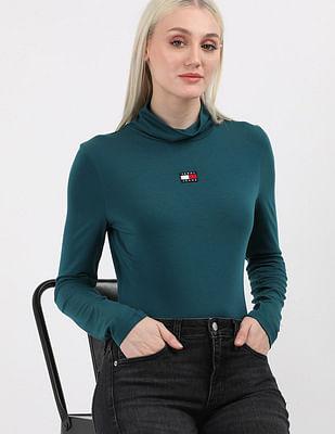 slim fit badge turtle neck t-shirt