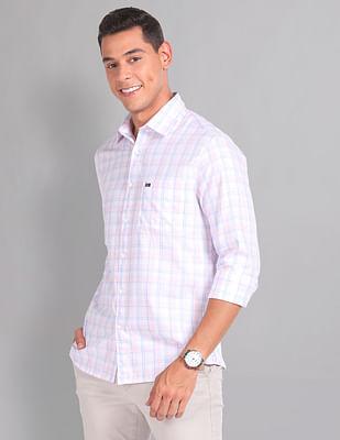 plaid check versatile twill shirt