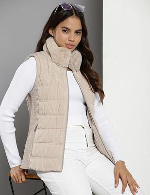 high neck solid jacket