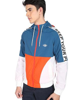 brand tape colour block jacket