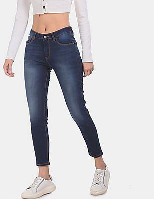 blue mid rise veronica skinny fit jeans