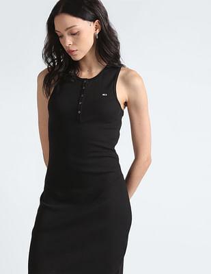 essential logo ribbed bodycon dress