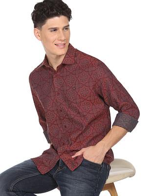 cutaway collar motif evening shirt