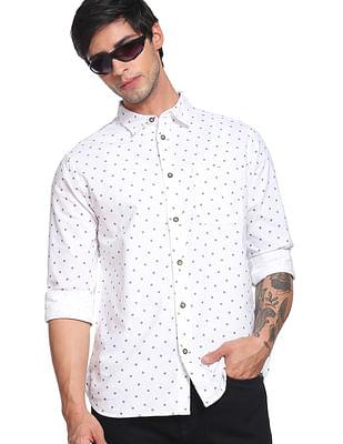 geometric print dobby casual shirt