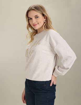 foil brand print heathered sweatshirt