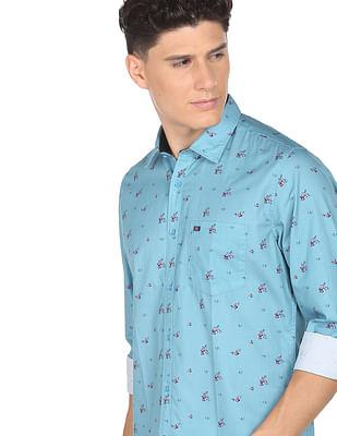 floral print cotton casual shirt